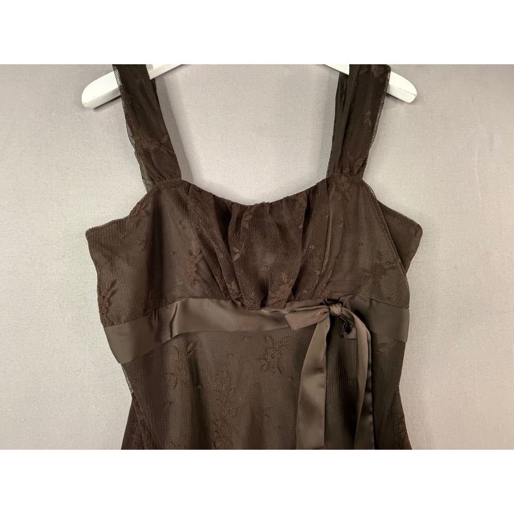 Y2K Babydoll Lace Dress Womens 8 Brown Whimsigoth Fairygrunge Feminine Romantic
